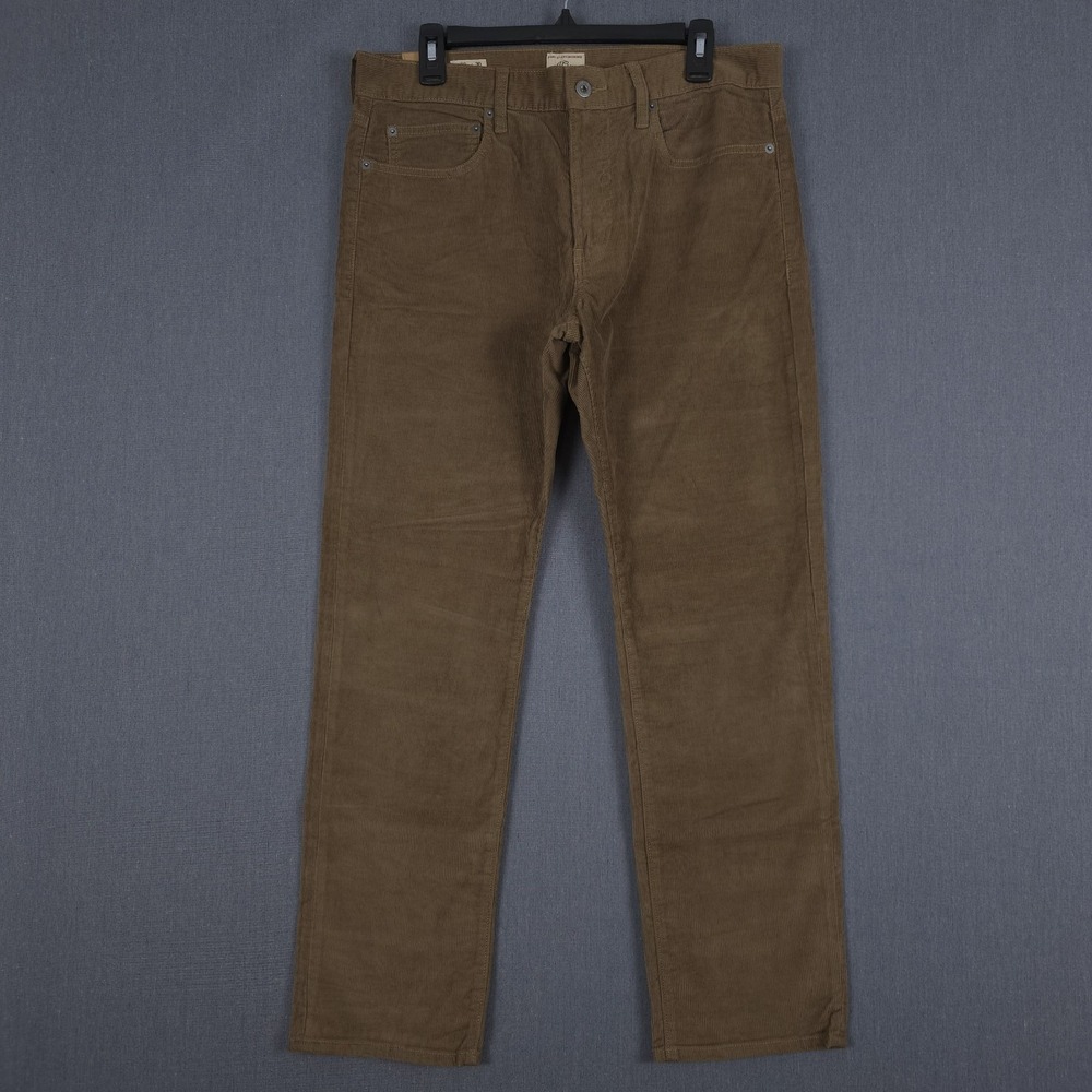 J Crew 770 Pants Mens 32x30 (Fits 33x30) Brown Corduroy Thin Wale Straight Fit